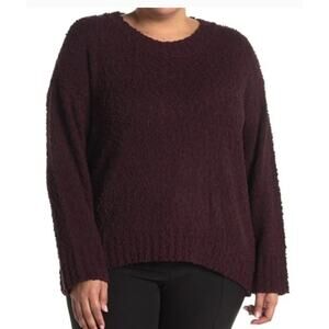 Sanctuary Sweater Size 1X Plus Wine Popcorn Crew Neck Long Sleeve Pullover NWOT